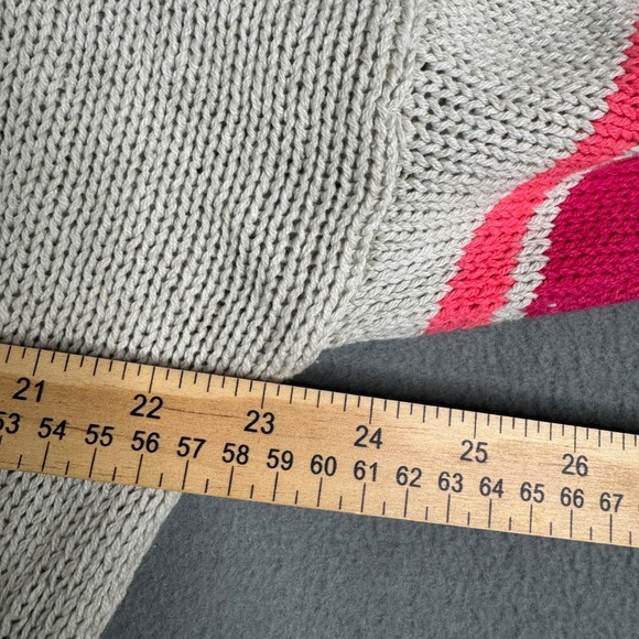Natural Life Smiley Face Oversized Knit Sweater Gray Pink L/XL Retro Striped - Picture 6 of 7